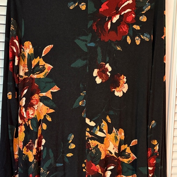 Black Floral Long Sleeve Dress with Pockets Size L - Picture 6 of 8